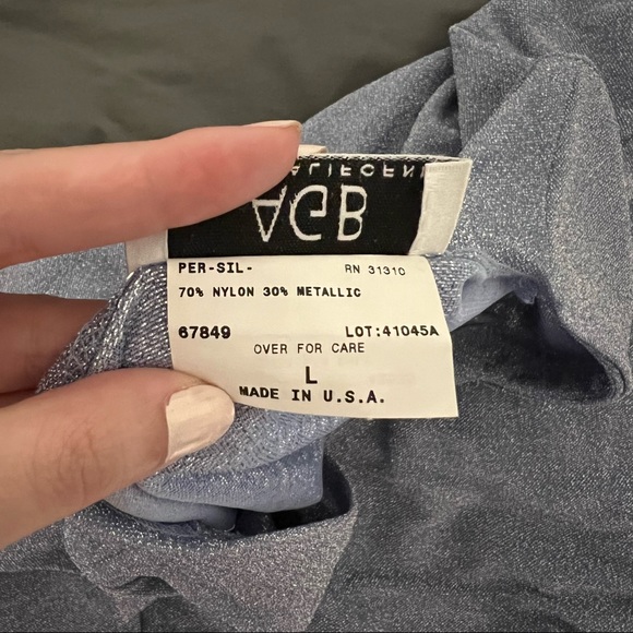Y2K AGB BLUE SPARKLY GLITTER LONG SLEEVE SHIRT - Picture 7 of 7